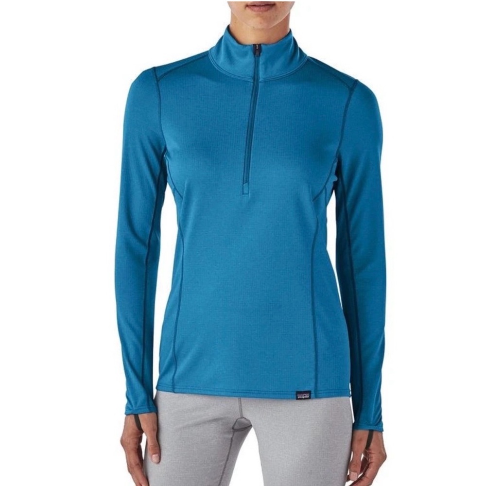 Patagonia Women’s Capilene Midweight Bike Jersey | Stellar Blue | L | NWT